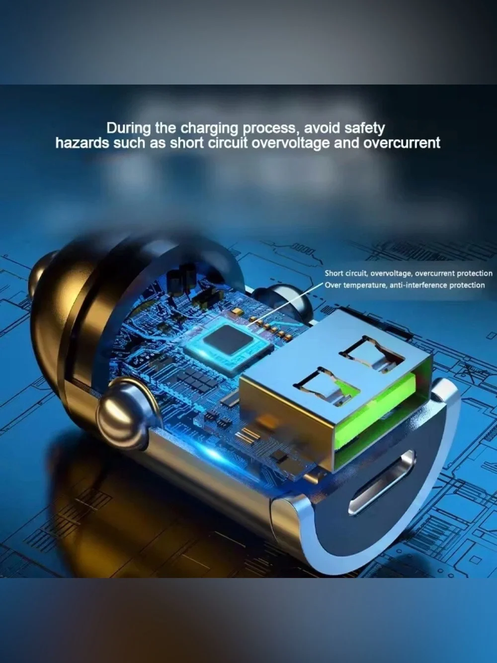 Pull Ring Aluminum Alloy Dual Port USB-C/USB-A PD QC3.0 Car Charger 12V-24V